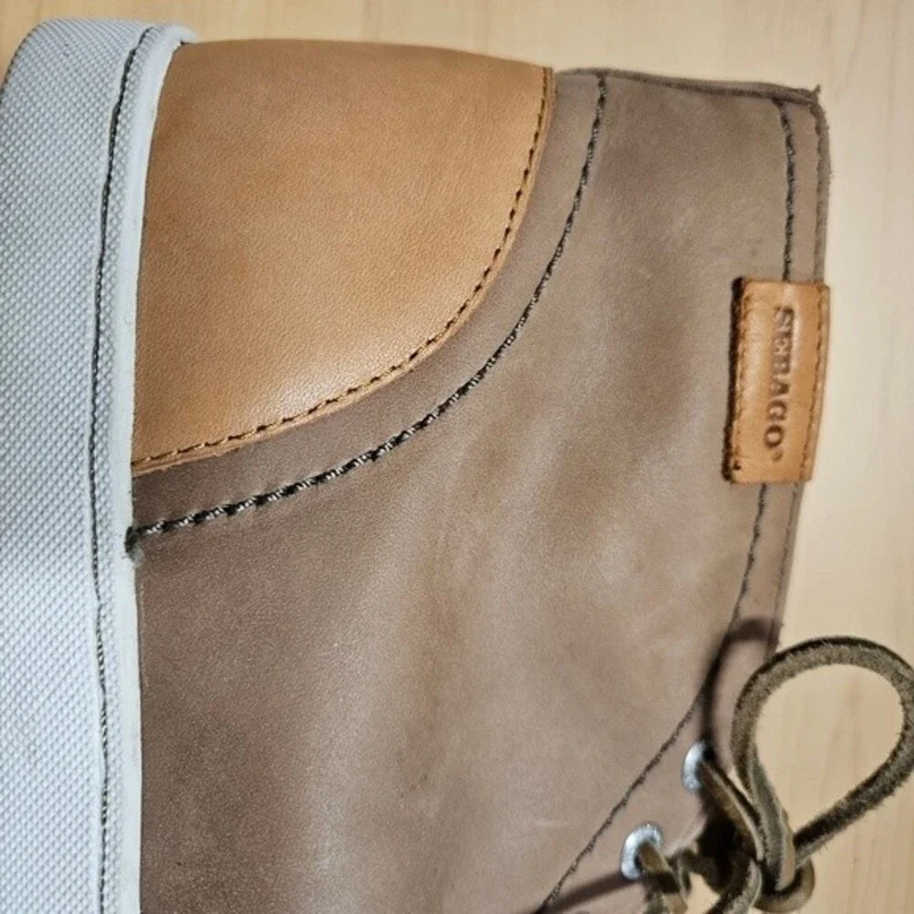 Sebago Ryde Chukka Dark Taupe & Tan Leather Casual Lace Up Ankle Boots